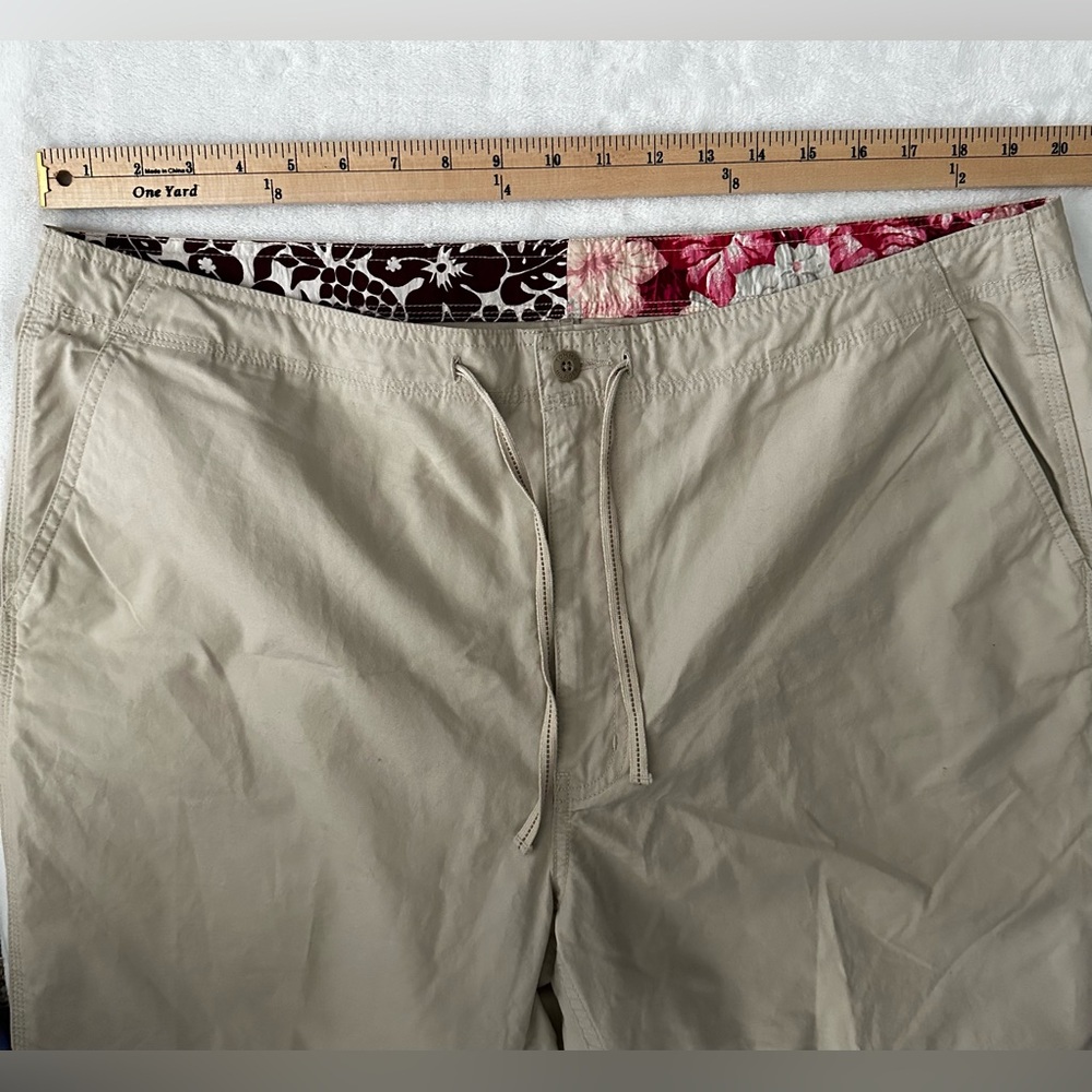Tommy Hilfiger Khaki Cropped Pants Womens 40x32 Tan Drawstring Floral Lined - Picture 6 of 15